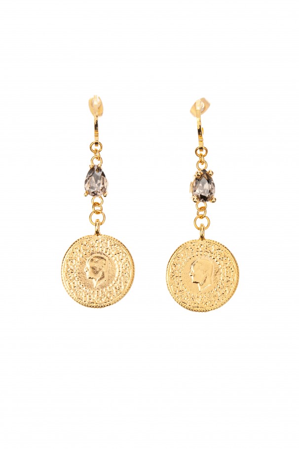 Long earrings with coin