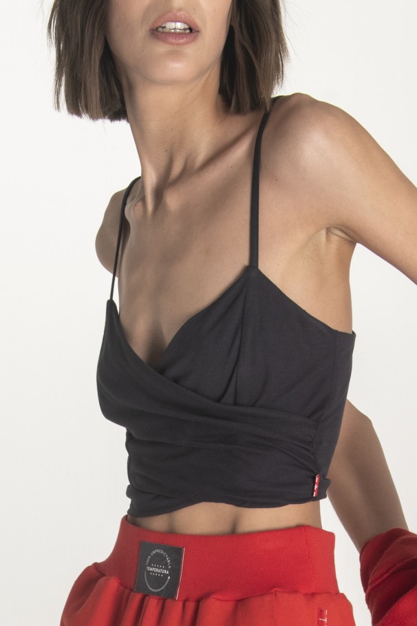 Double-breasted top on neckline