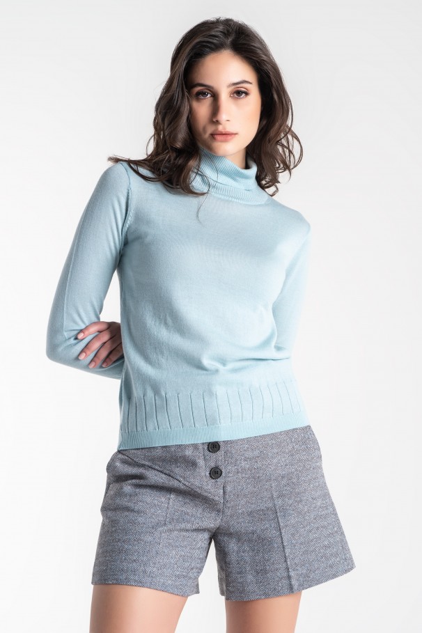 100% wool sweater with a high neck