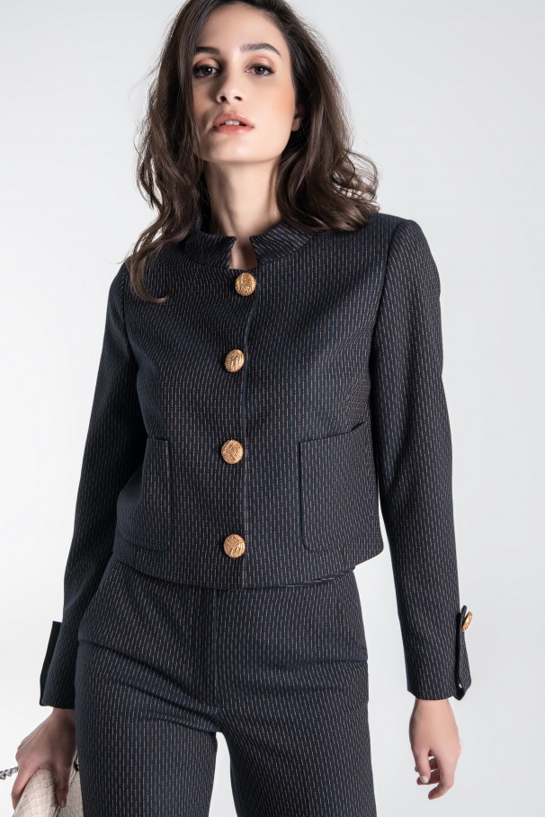 CROPPED JACKET WITH GOLD BUTTONS