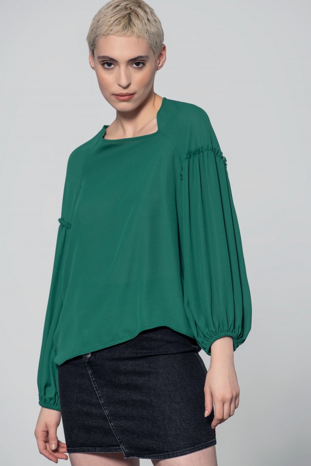 Asymmetric neckline blouse