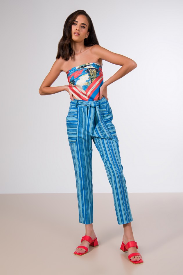 Paperbag trousers with tie belt
