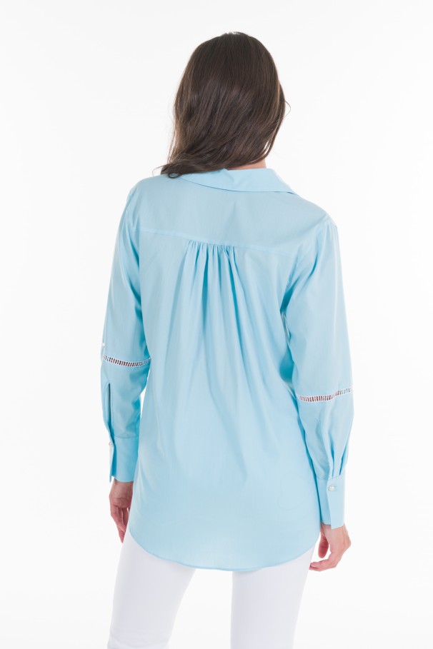 Cotton blouse with guipure 