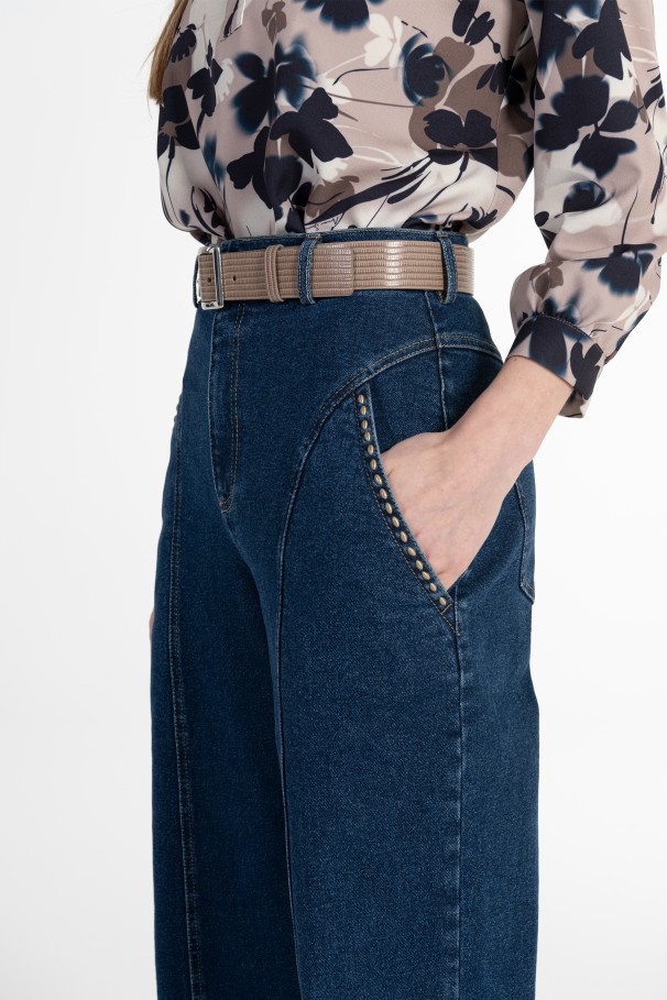 Jeans Cintura Subida Wide Leg