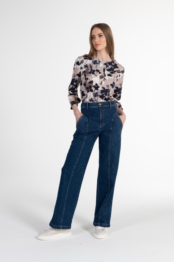 Jeans Cintura Subida Wide Leg