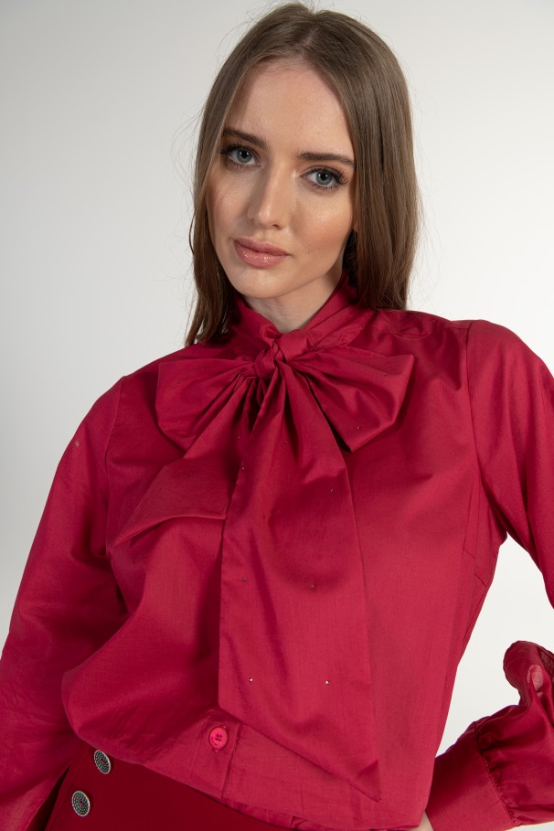 Cotton blouse with bow