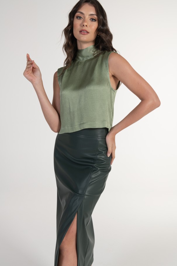 Satin top with collar