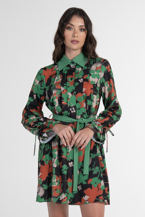 Printed shirt dress