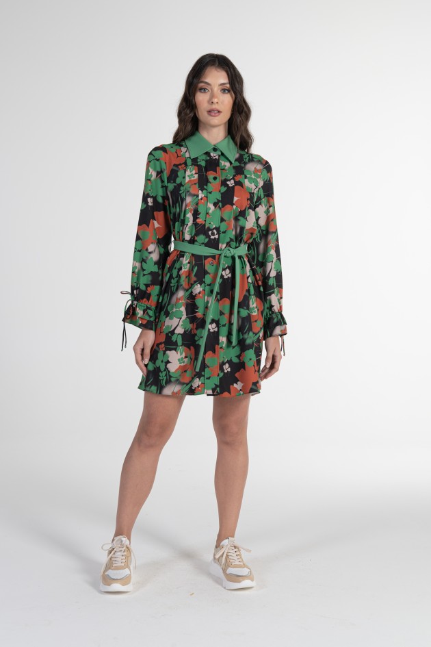 Printed shirt dress