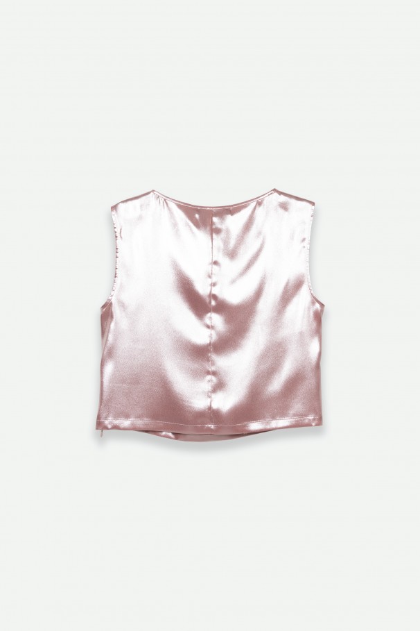 Shiny fabric top