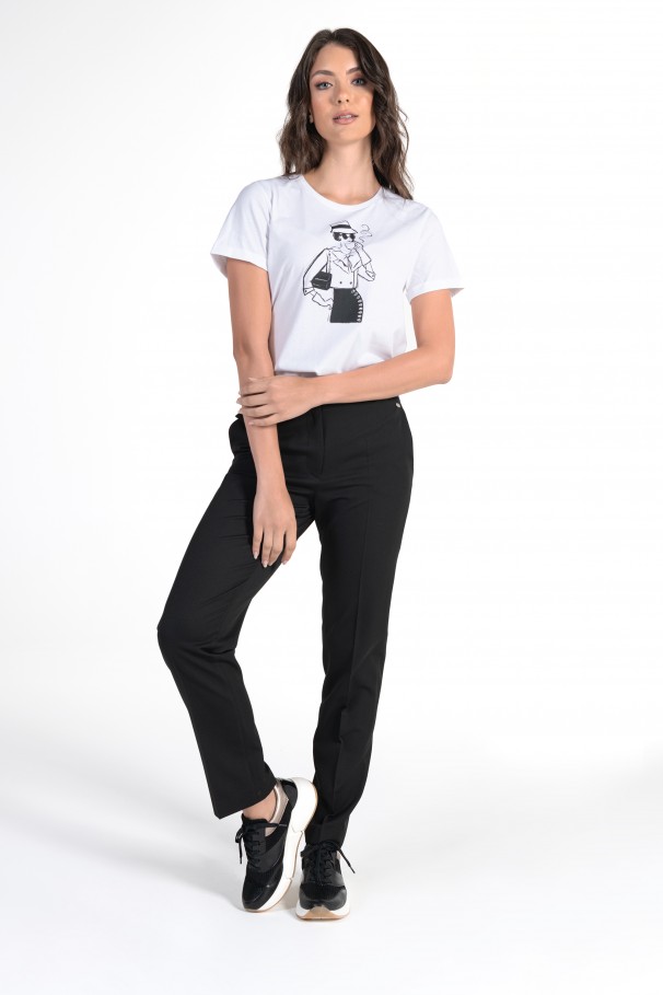 T-Shirt with Monochrome Print