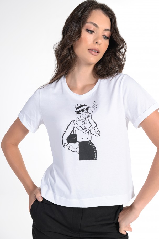 Camiseta con estampado monocromtico