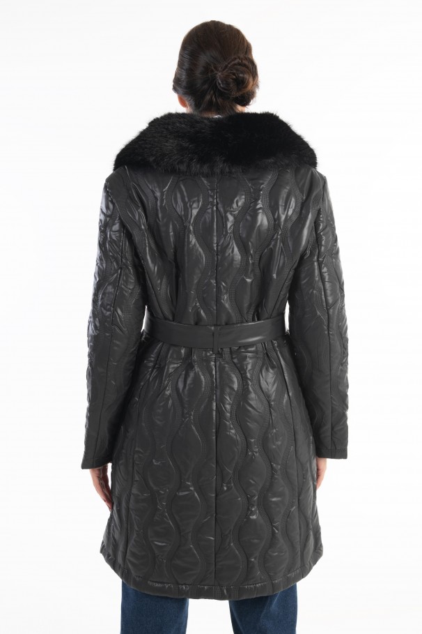 Padded parka with removable faux fur col