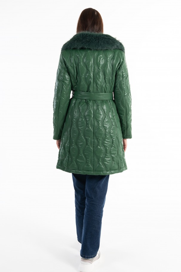 Padded parka with removable faux fur col